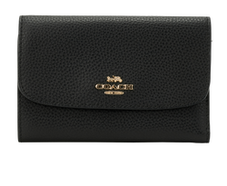 Coach Trifold Wallet, Leather, Black, MIV, 3*